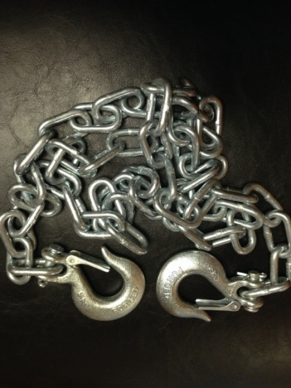 Safety Chain - 7MM x 72'' - 1/4'' Clevis Hooks w/ Latches - 5,200#